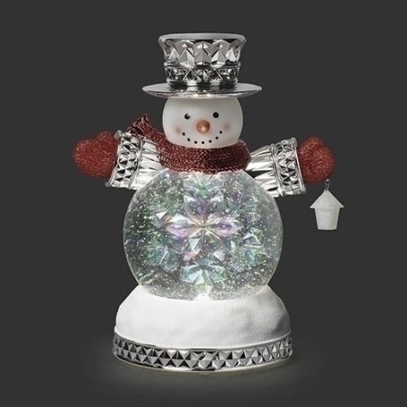 Light-Up Swirling Snowman with Rotating Snowflake Centre 25 cm