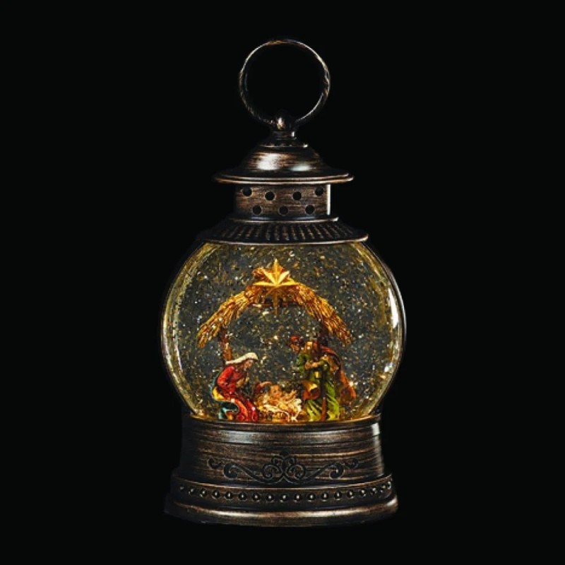 Nativity Scene Bronze Water Spinner Lantern 25 cm