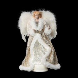 Illuminated Swirl Angel Water Spinner Gold and Silver Gown 37 cm