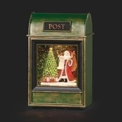 Light Up Santa Postbox Scene Water Spinner