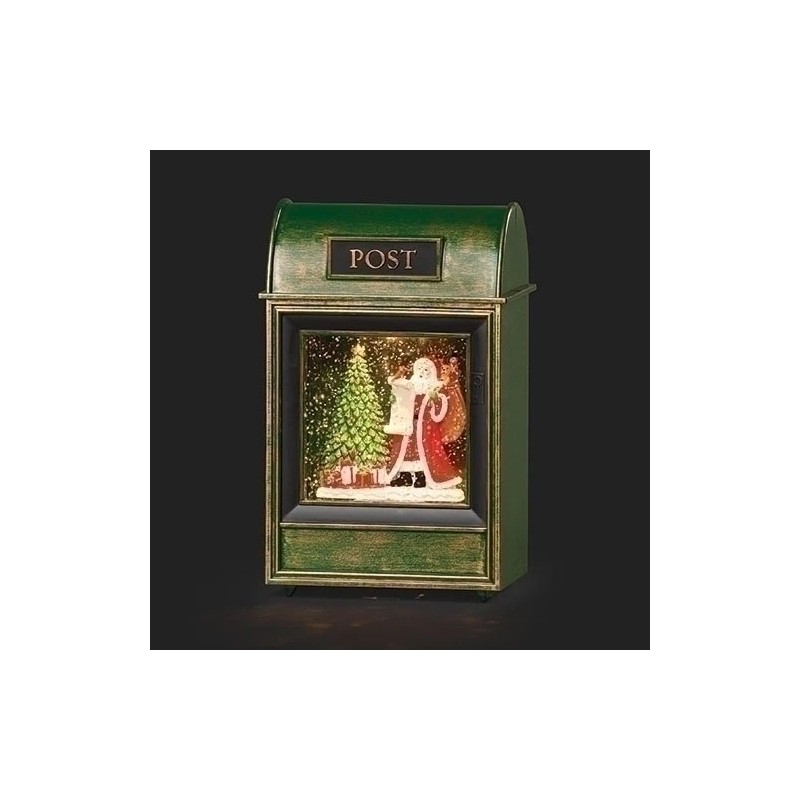 Light Up Santa Postbox Scene Water Spinner