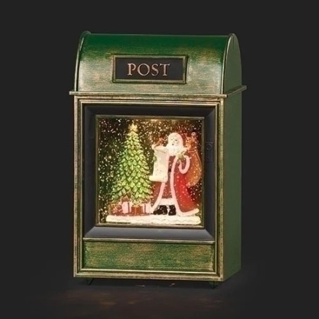 Light Up Santa Postbox Scene Water Spinner
