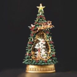 Light-Up Christmas Tree with Village Water Spinner 34 cm Centrepiece