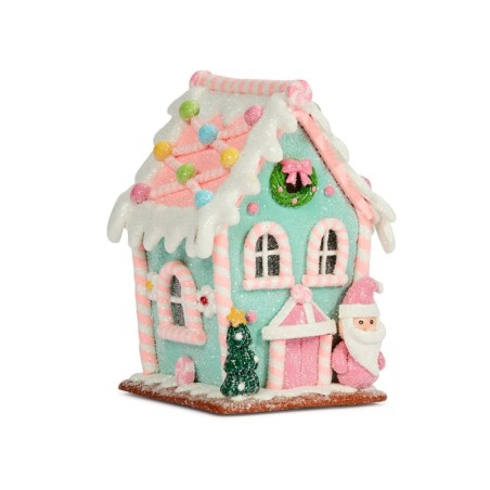 Pastel Gingerbread Santa House 13 x 10 cm Light Up