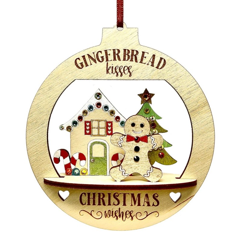 3D Wooden Gingerbread Bauble 12 cm of Festive 3D Delight