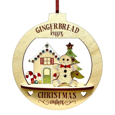 3D Wooden Gingerbread Bauble 12 cm of Festive 3D Delight