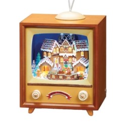 Retro Musical Moving Christmas Gingerbread Television Decoration 20 cm