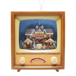 Retro Musical Moving Christmas Gingerbread Television Decoration 20 cm