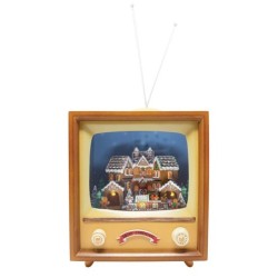 Retro Musical Moving Christmas Gingerbread Television Decoration 20 cm
