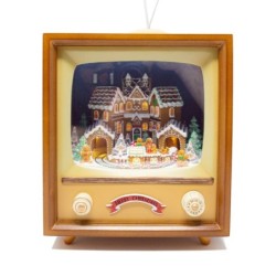 Retro Musical Moving Christmas Gingerbread Television Decoration 20 cm