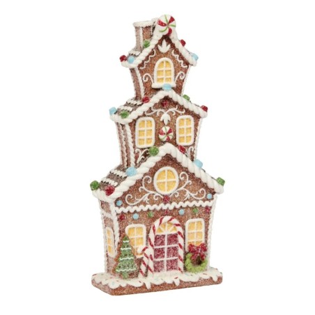 Painted Gingerbread House Christmas Decoration 30cm Festive Centrepiece