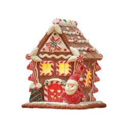 Little Light-Up Gingerbread House with Santa 13 cm of Festive Delight