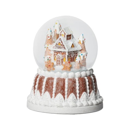 Gingerbread House Snow Globe on Gingerbread Base 14 cm