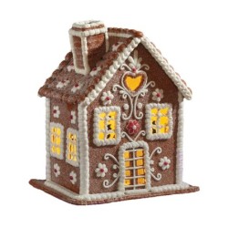 Elegant Light-Up Gingerbread House with Heart Window 26 cm of Festive Glow