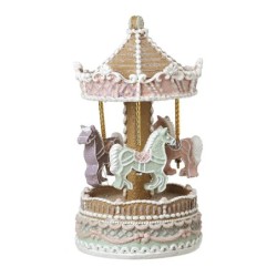 Pastel Gingerbread Carousel Ornament Musical Moving