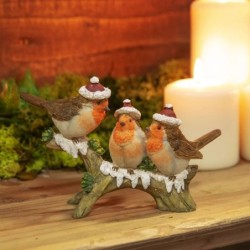 Christmas Three Robins on a Branch Figurine