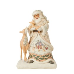 Jim Shore White Woodland Santa with Fawn and Deer Figurine