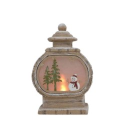 Christmas LED Lantern with Snowman Scene