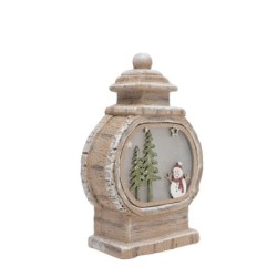 Christmas LED Lantern with Snowman Scene