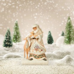 Jim Shore White Woodland Santa with Fawn and Deer Figurine