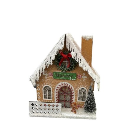 Gingerbread Bakery Christmas House LED Decoration