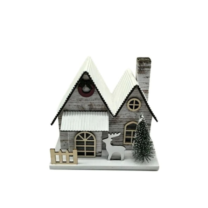 Silver Birch Double Fronted Christmas House LED Decoration