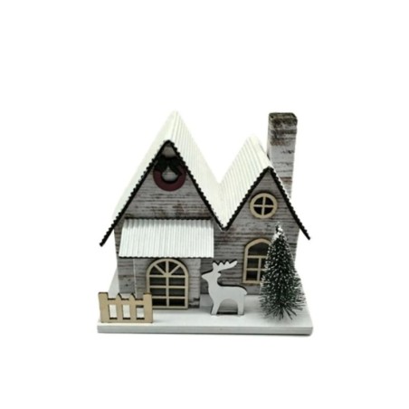 Silver Birch Double Fronted Christmas House LED Decoration
