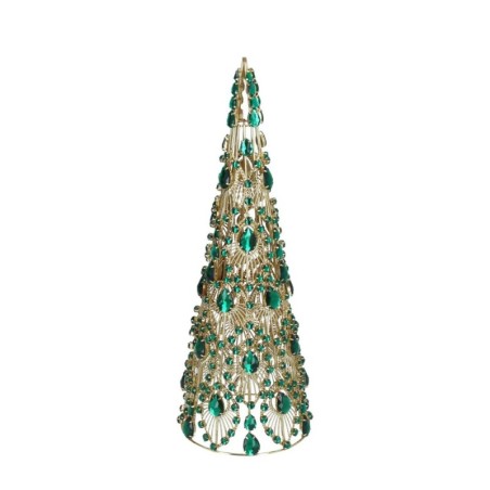 Gisela Graham Gold Christmas Tree with Green Jewel