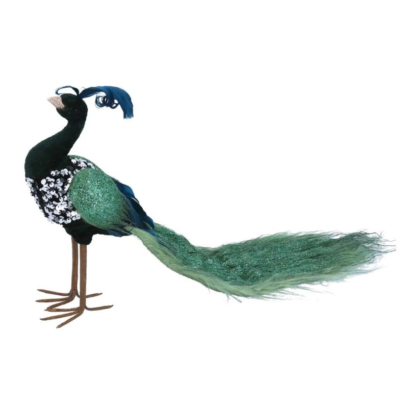 Gisela Graham Christmas Green Peacock Ornament