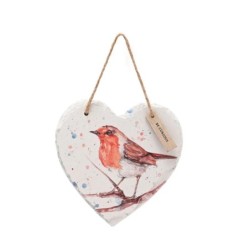 Christmas Meg Hawkins Slate Hanging Heart Robin