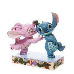 Jim Shore Mistletoe Kiss Stitch and Angel with Mistletoe Figurine