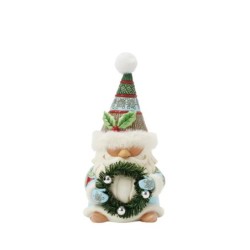Jim Shore Wreathed in Holiday Joy Gnome with Wreath Fur Trimmed Hat