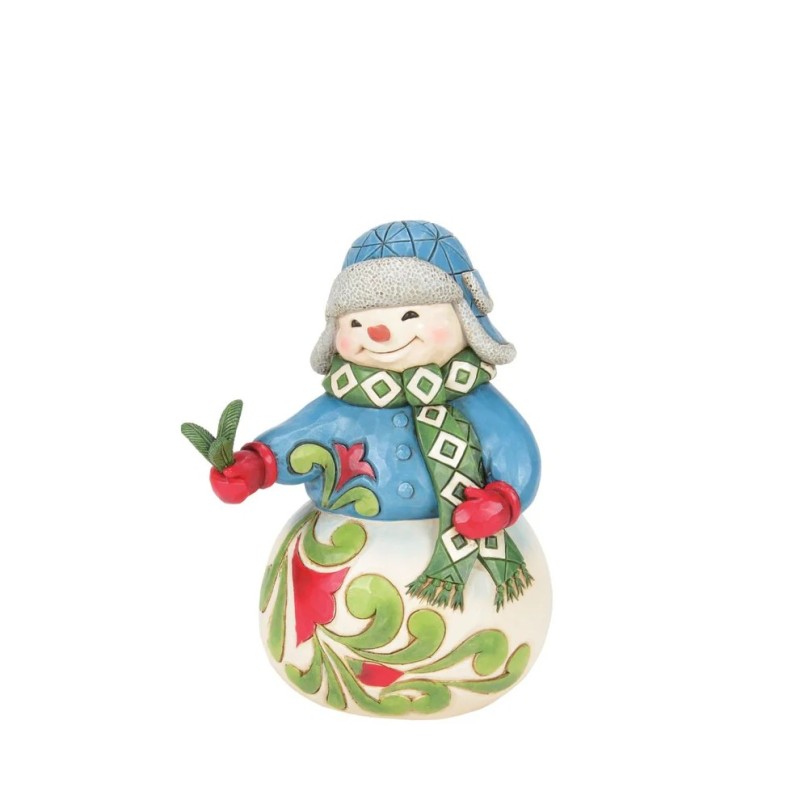 Jim Shore Wishing You a Cozy Christmas Snowman with Evergreen Sprig