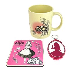 Set Mug,Sous-Verre Et Porte-Clés Alice Aux Pays Des Merveilles Vintage Disney