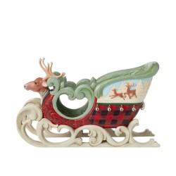 Jim Shore One Deer Open Sleigh Figurine