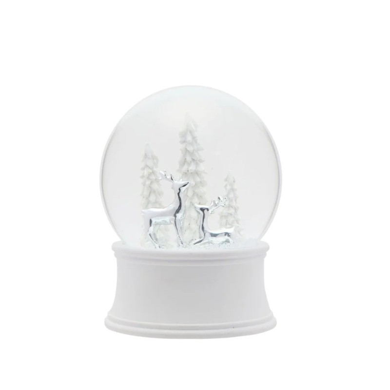 Musical Silver Reindeer Snowglobe