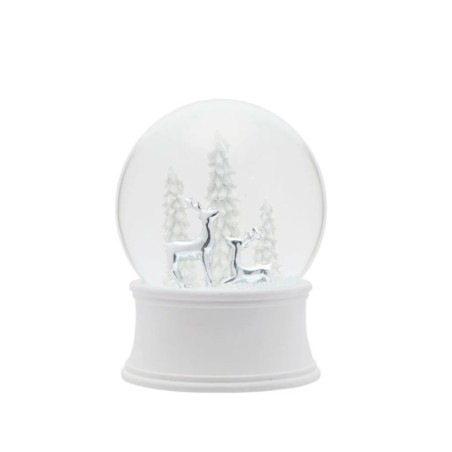 Musical Silver Reindeer Snowglobe