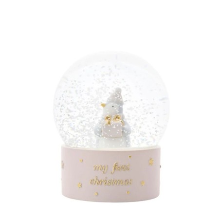 My First Christmas' Penguin Snow Globe Pink