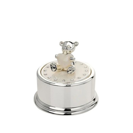 Bambino Silverplated Round Music Box Teddy