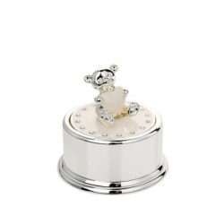Bambino Silverplated Round Music Box Teddy