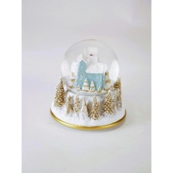 Snow Globe White and Gold Christmas Countryside