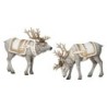 Large Pair of White Gold Magnificent Reindeer 30 cm of Festive Elegance