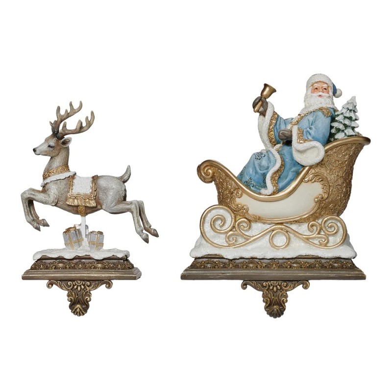 Luxury Santa Reindeer Stocking Hangers Pair Approx 20 cm