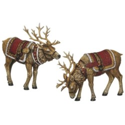Large Pair of Red Gold Magnificent Reindeer 30 cm of Festive Majesty