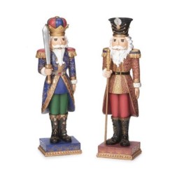 Handsome Resin Nutcrackers Choose Red with Sword or Blue with Staff