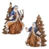Blue Gold Santa with Bronze Tree Choice of Two Poses,23 cm
