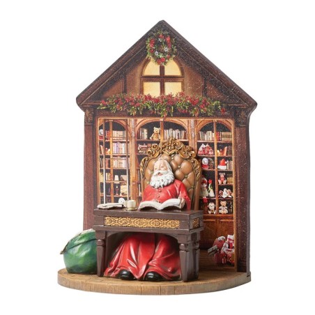 Napping Santa in Study Figurine 27cm Christmas Decoration