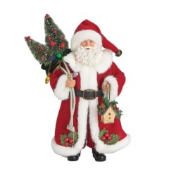 Santa Figure with Christmas Trees Birdhouse Christmas Decoration