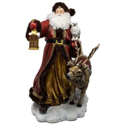Large Red and Gold Santa Claus and Reindeer 50cm