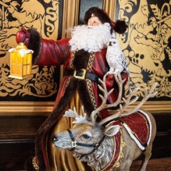 Large Red and Gold Santa Claus and Reindeer 50cm